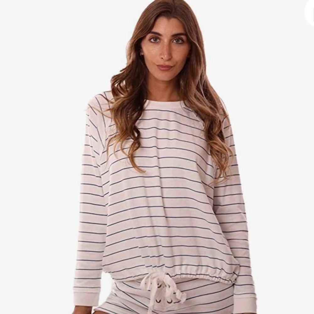 HAVANA Vintage Navy & White Stripe Waist Pullover